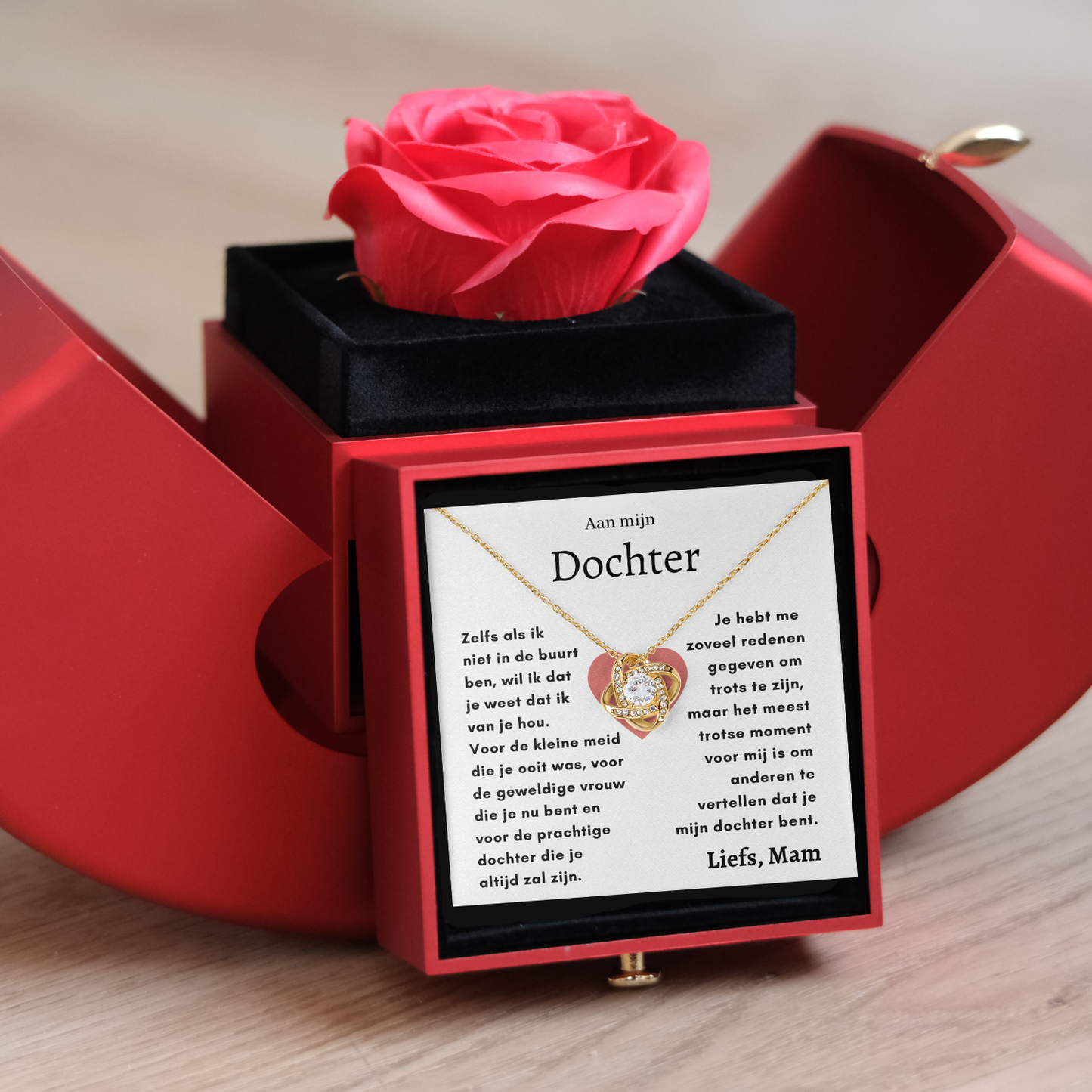 Eeuwige Roos - Liefdesknoop ketting - Aan mijn Dochter