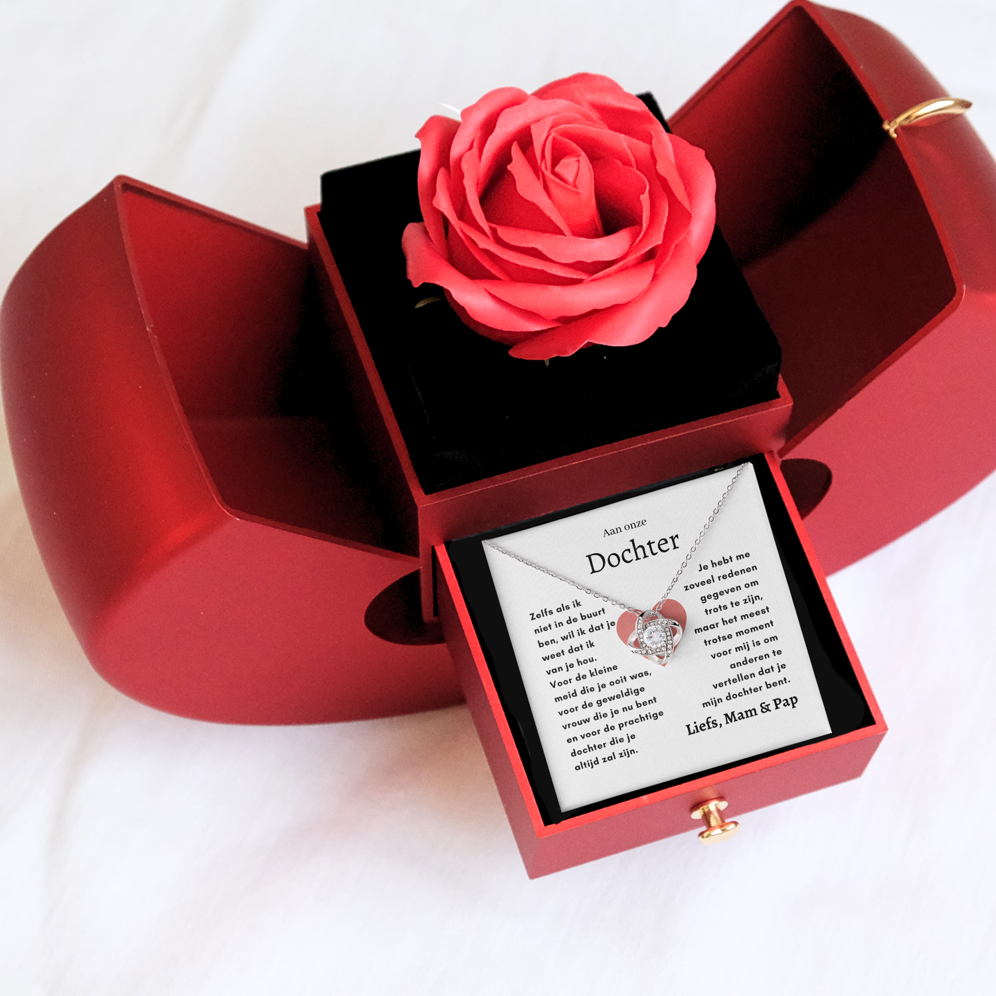 Eeuwige Roos - Liefdesknoop ketting - Aan onze Dochter