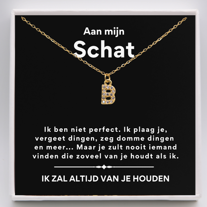 Aan mijn Schat - Initiaal Halsketting Goud