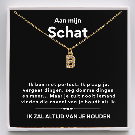 Aan mijn Schat - Initiaal Halsketting Goud