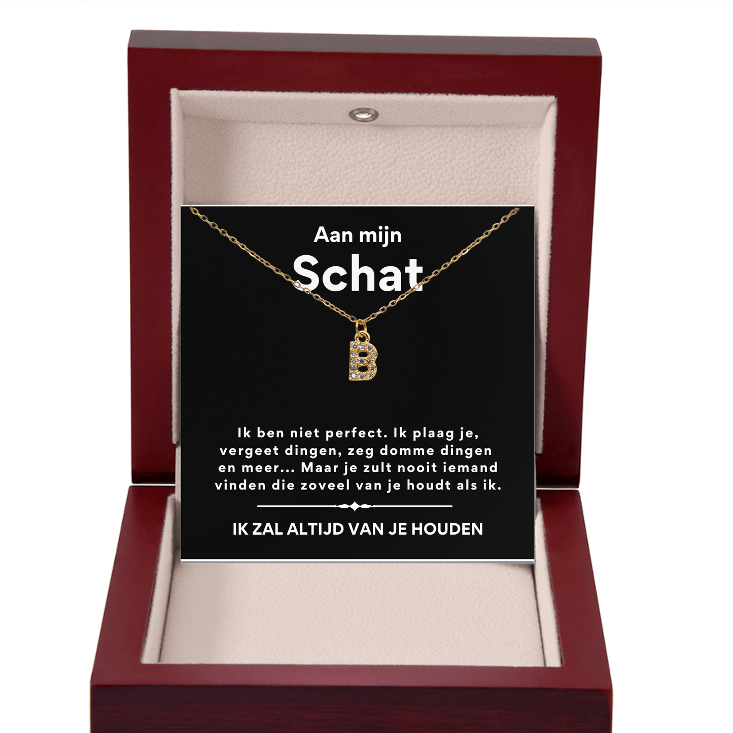 Aan mijn Schat - Initiaal Halsketting Goud