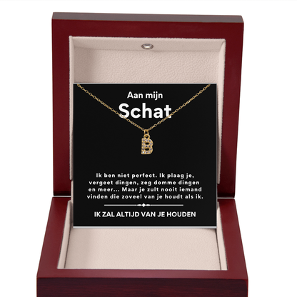 Aan mijn Schat - Initiaal Halsketting Goud