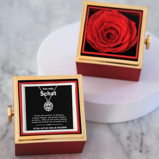 Klaver ketting- Aan mijn Schat- Eeuwige Roos Box