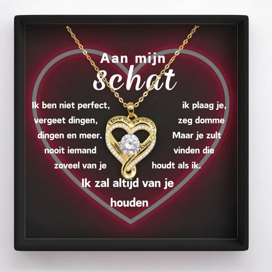 Hart ketting "i love you for always and forever" -   Aan mijn Schat
