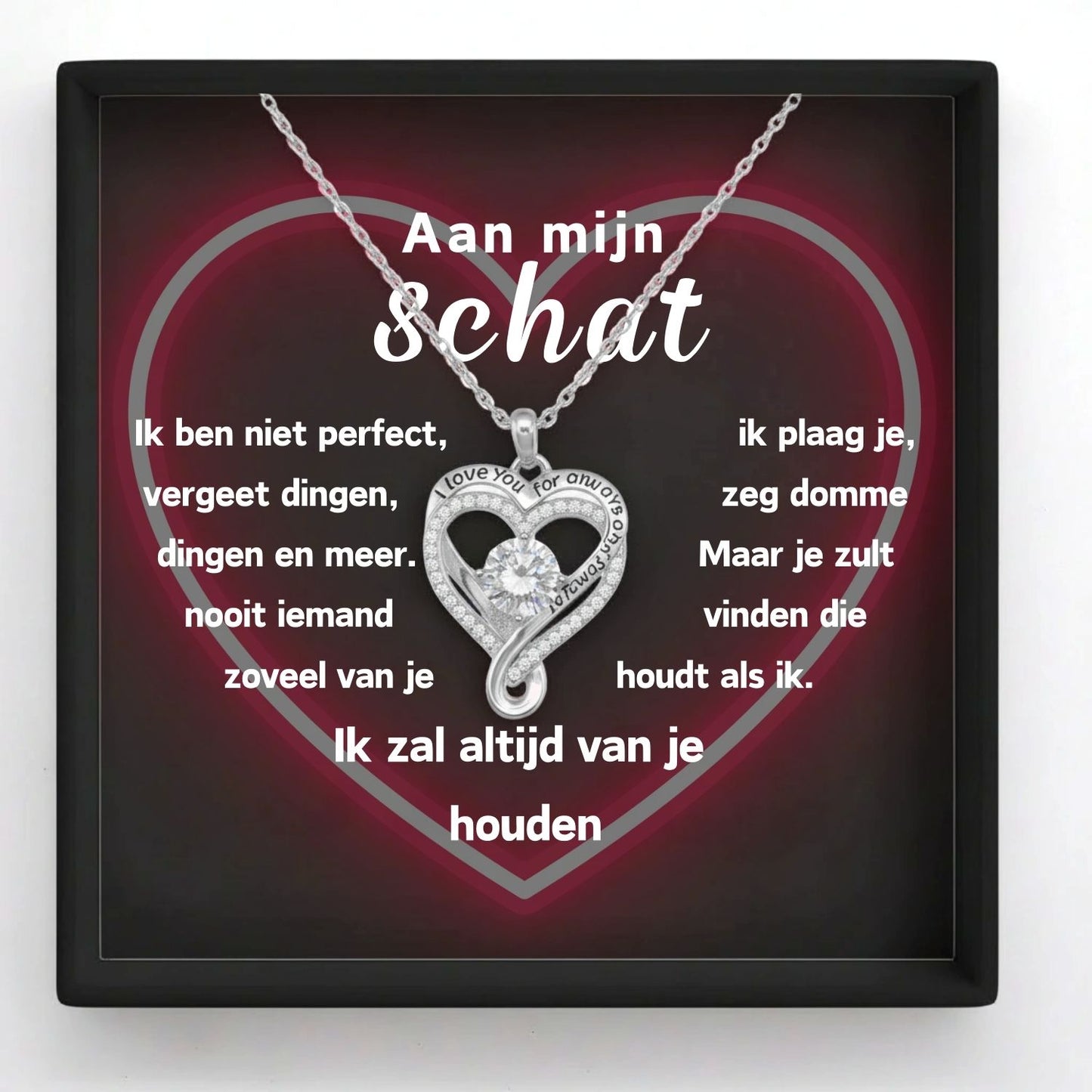 Hart ketting "i love you for always and forever" -   Aan mijn Schat