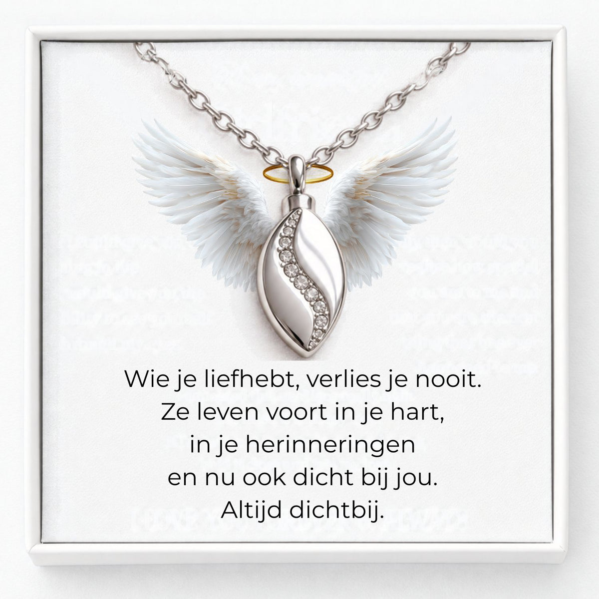 Urn Ketting Druppel – Zilver met Zirkonia | Gedenksieraad