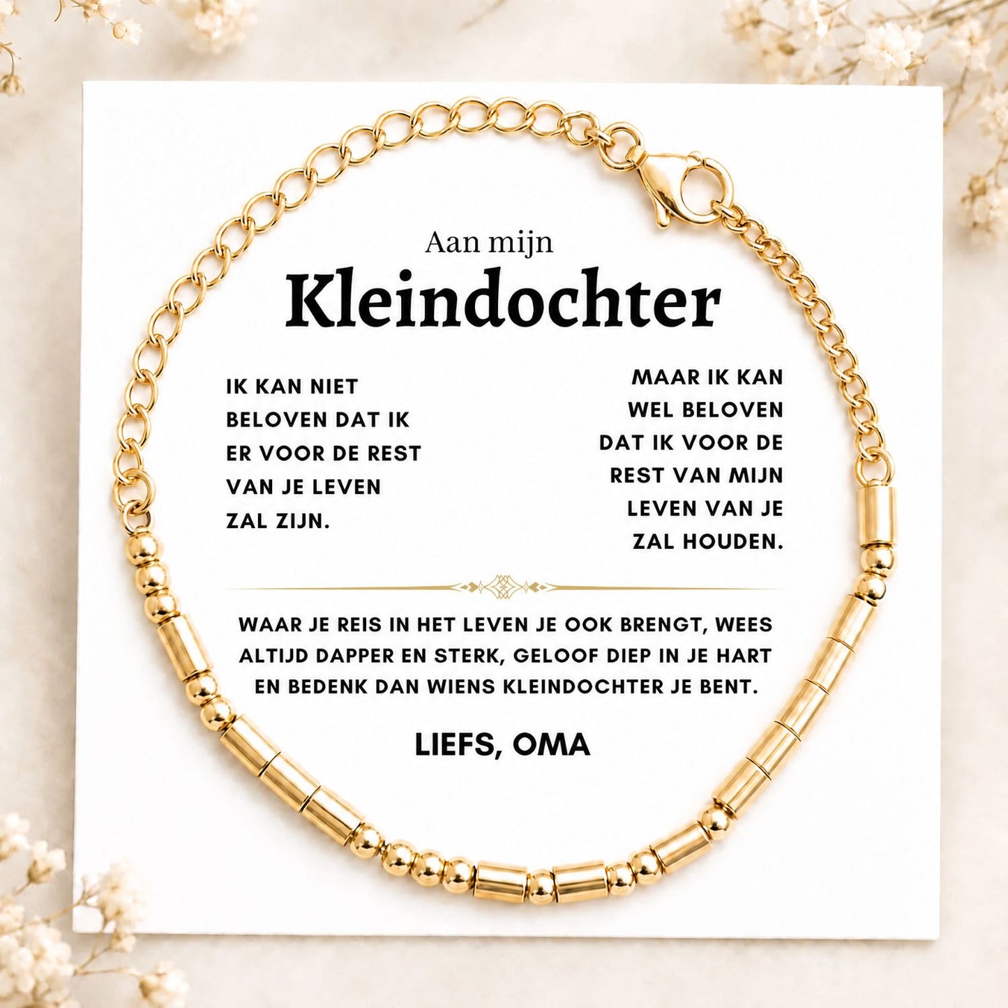 Morse code armband - Aan mijn Kleindochter - 'I LOVE YOU'