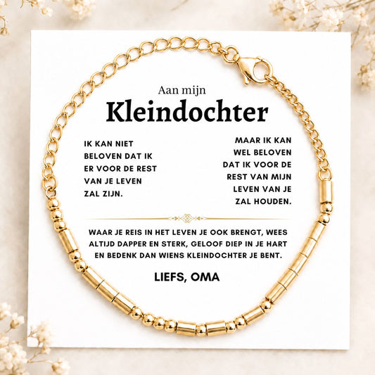 Morse code armband - Aan mijn Kleindochter - 'I LOVE YOU'