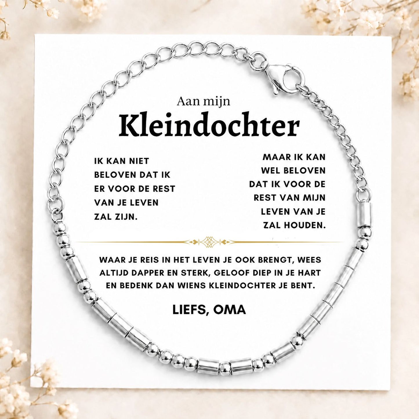 Morse code armband - Aan mijn Kleindochter - 'I LOVE YOU'