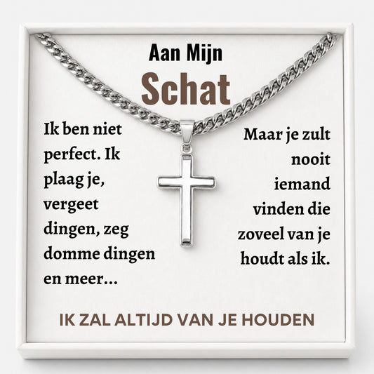 Aan mijn Schat - Zilveren Kruis Ketting