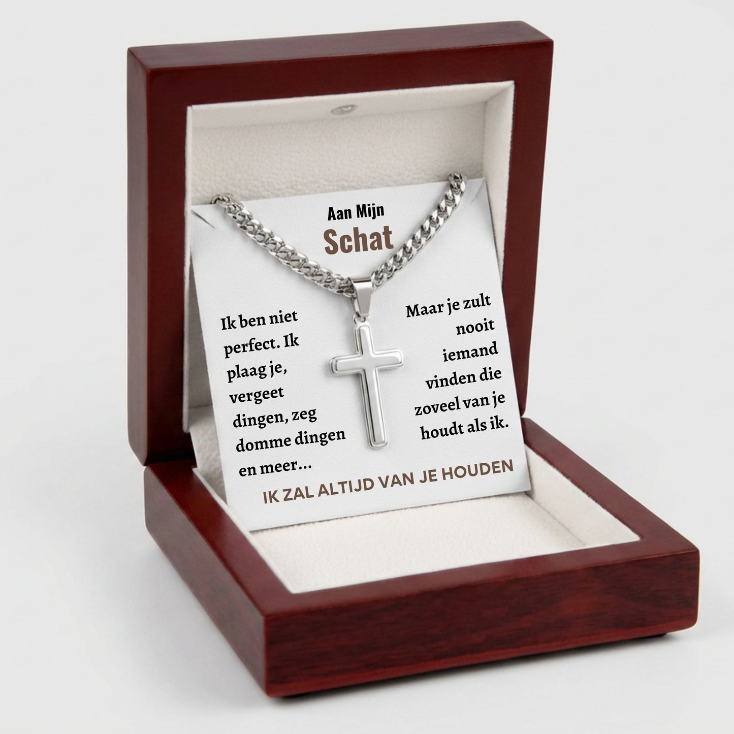 Aan mijn Schat - Zilveren Kruis Ketting