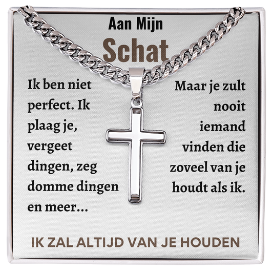 Aan mijn Schat - Zilveren Kruis Ketting