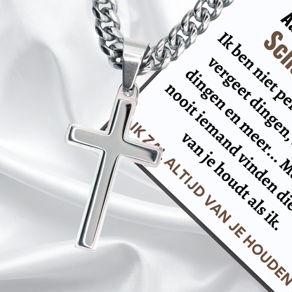 Aan mijn Schat - Zilveren Kruis Ketting