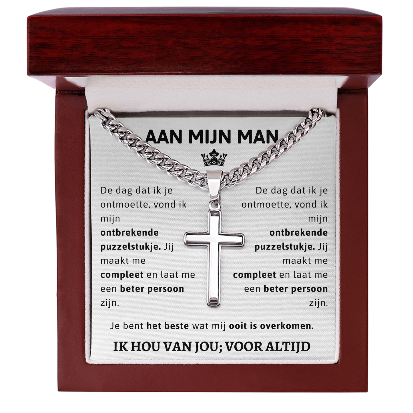 Aan mijn Man - Zilveren Kruis Ketting