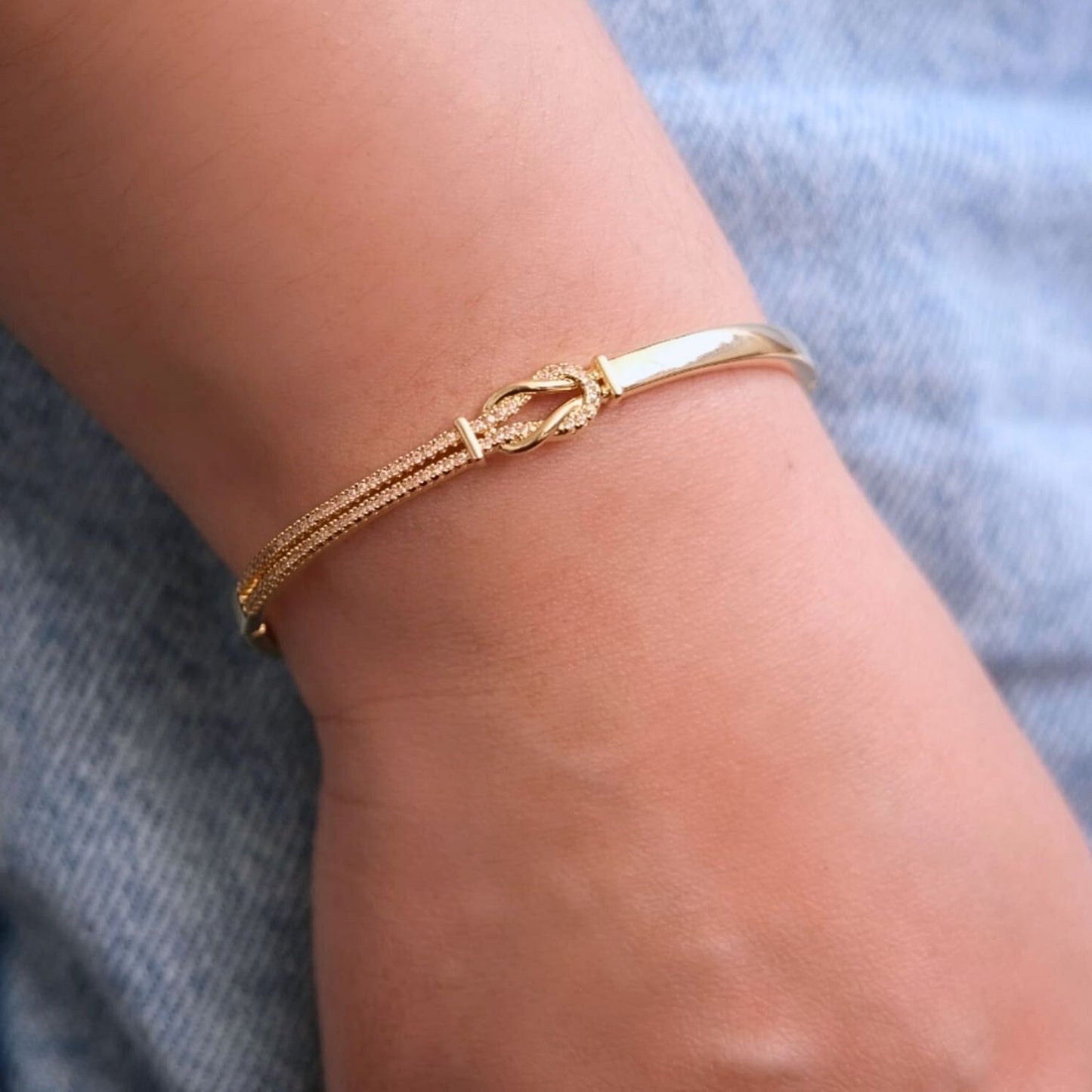 Moeder & dochter - Altijd In Mijn Hart - Liefdesknoop bangle armband
