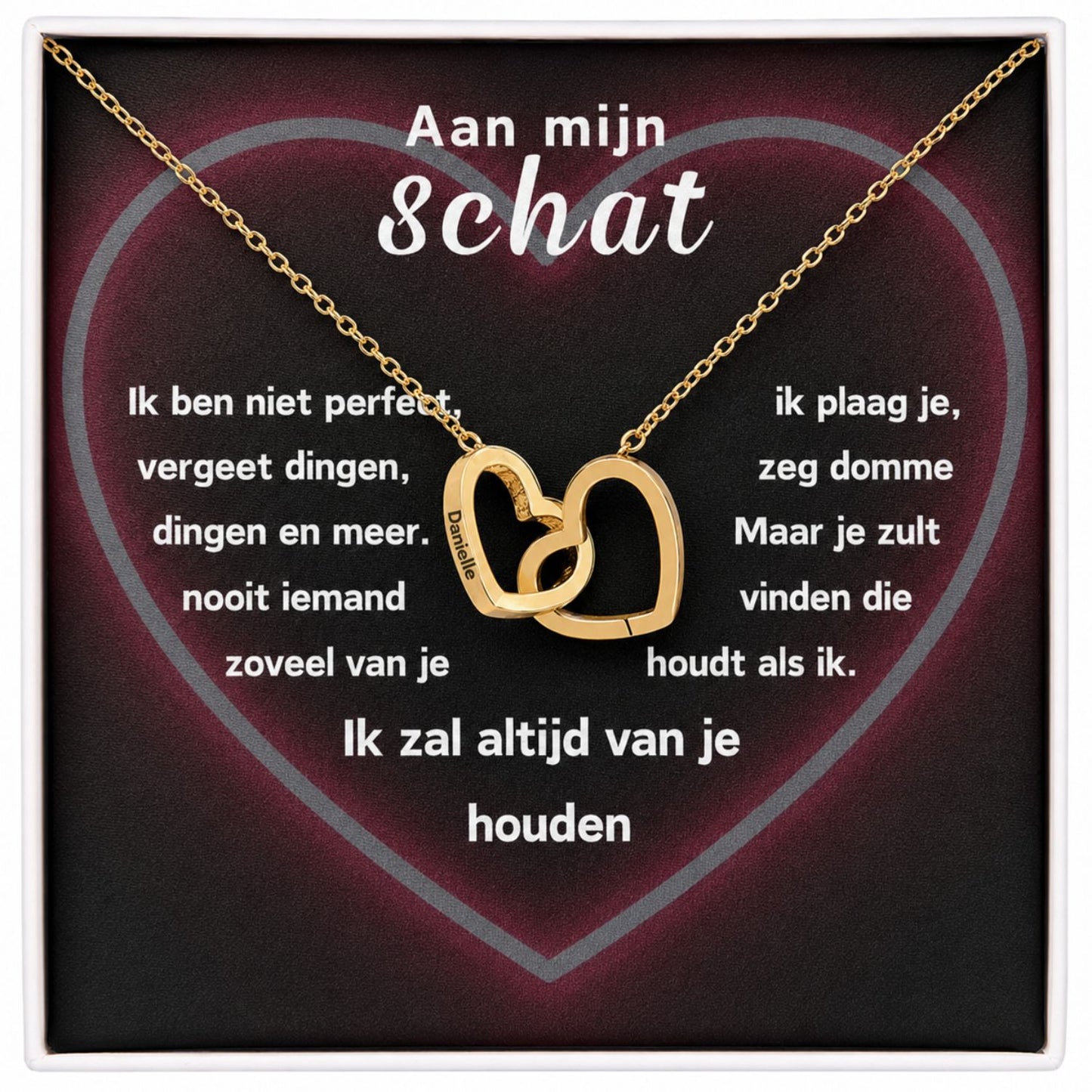 Eeuwige Roos Box - Gepersonaliseerde ketting & Echte Roos - Aan mijn schat