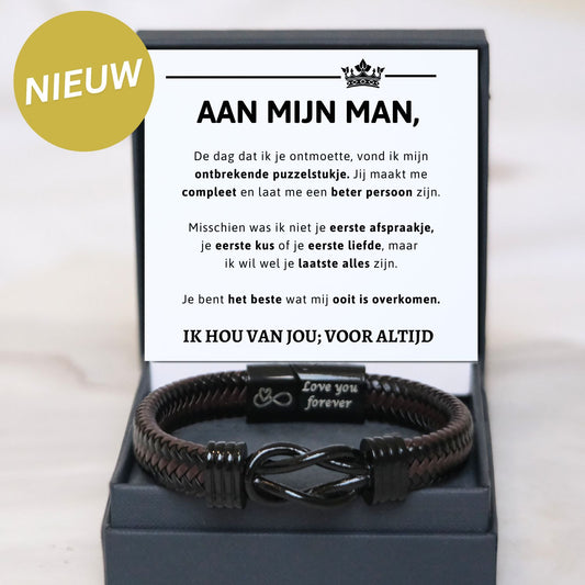 Aan mijn Man Zwart Infinity Armband