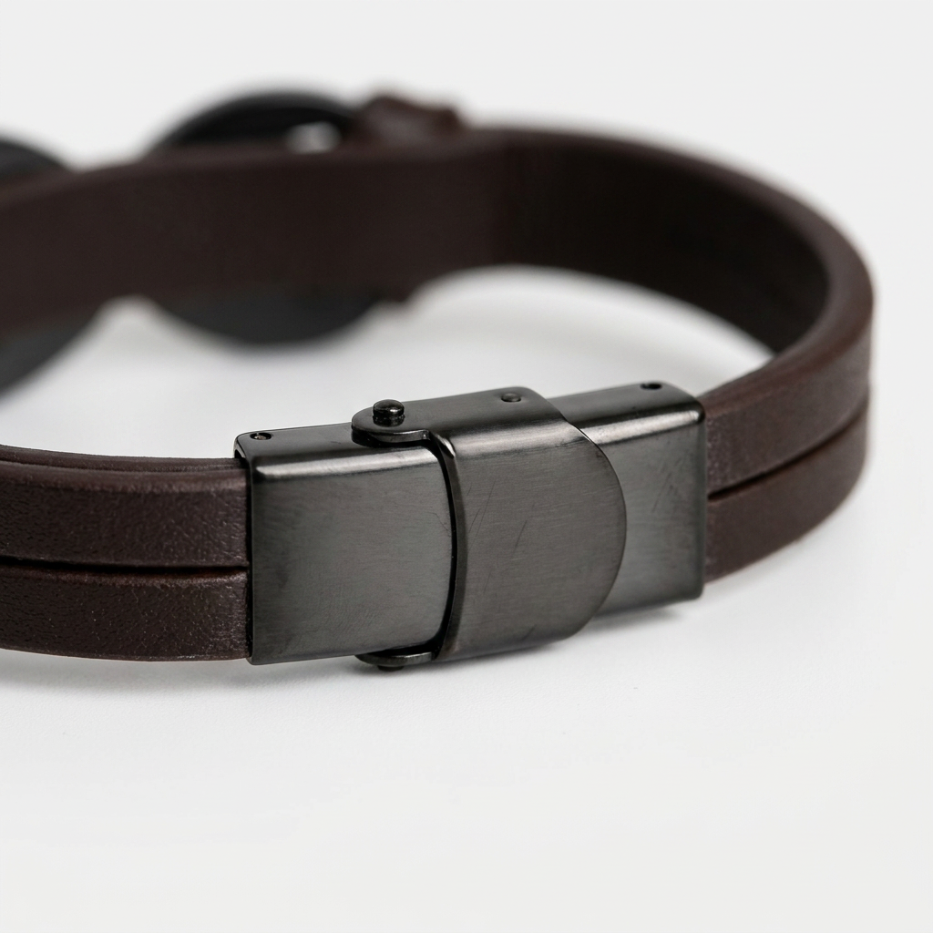 Infinity Dual Name (Verstelbaar) - Leren Armband bruin met Gravure - Aan Mijn Man