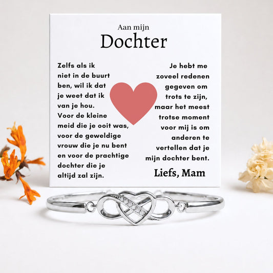 Infinity armband met persoonlijke kaart Aan mijn Dochter