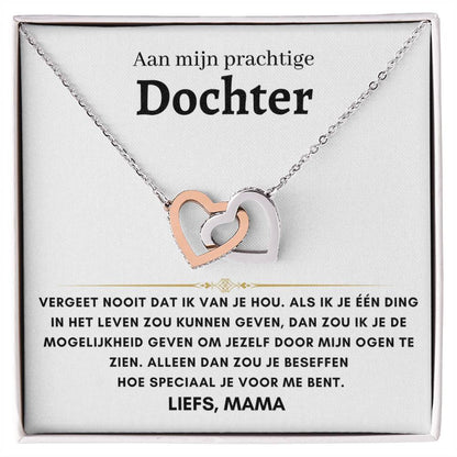 16 - Dochter - Harten ketting - Liefs, Mam