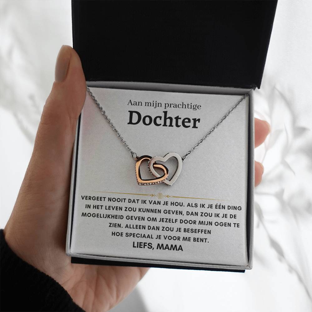 16 - Dochter - Harten ketting - Liefs, Mam