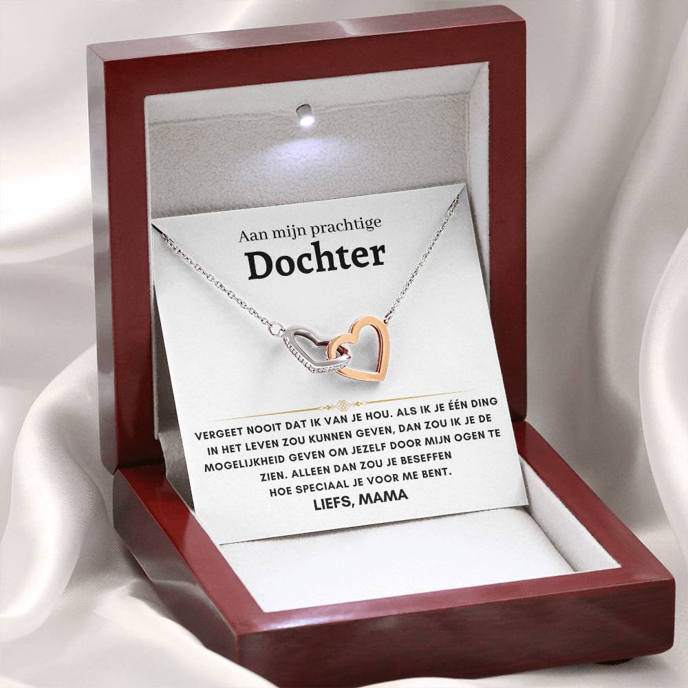 16 - Dochter - Harten ketting - Liefs, Mam