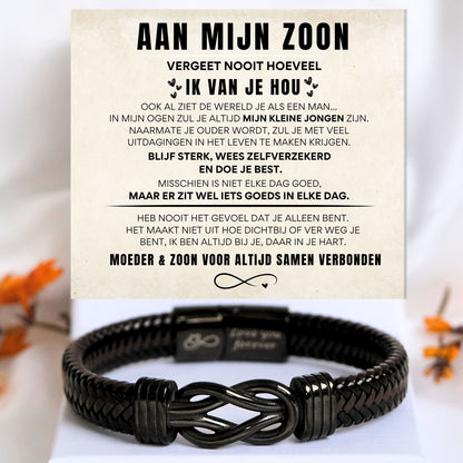 Aan mijn Zoon - Zwart infinity armband
