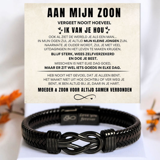 Aan mijn Zoon - Zwart infinity armband