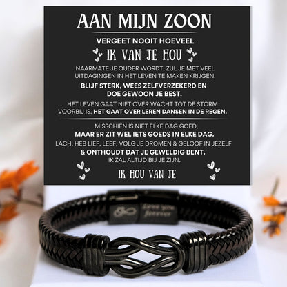 Aan mijn Zoon - Zwart infinity armband NEW