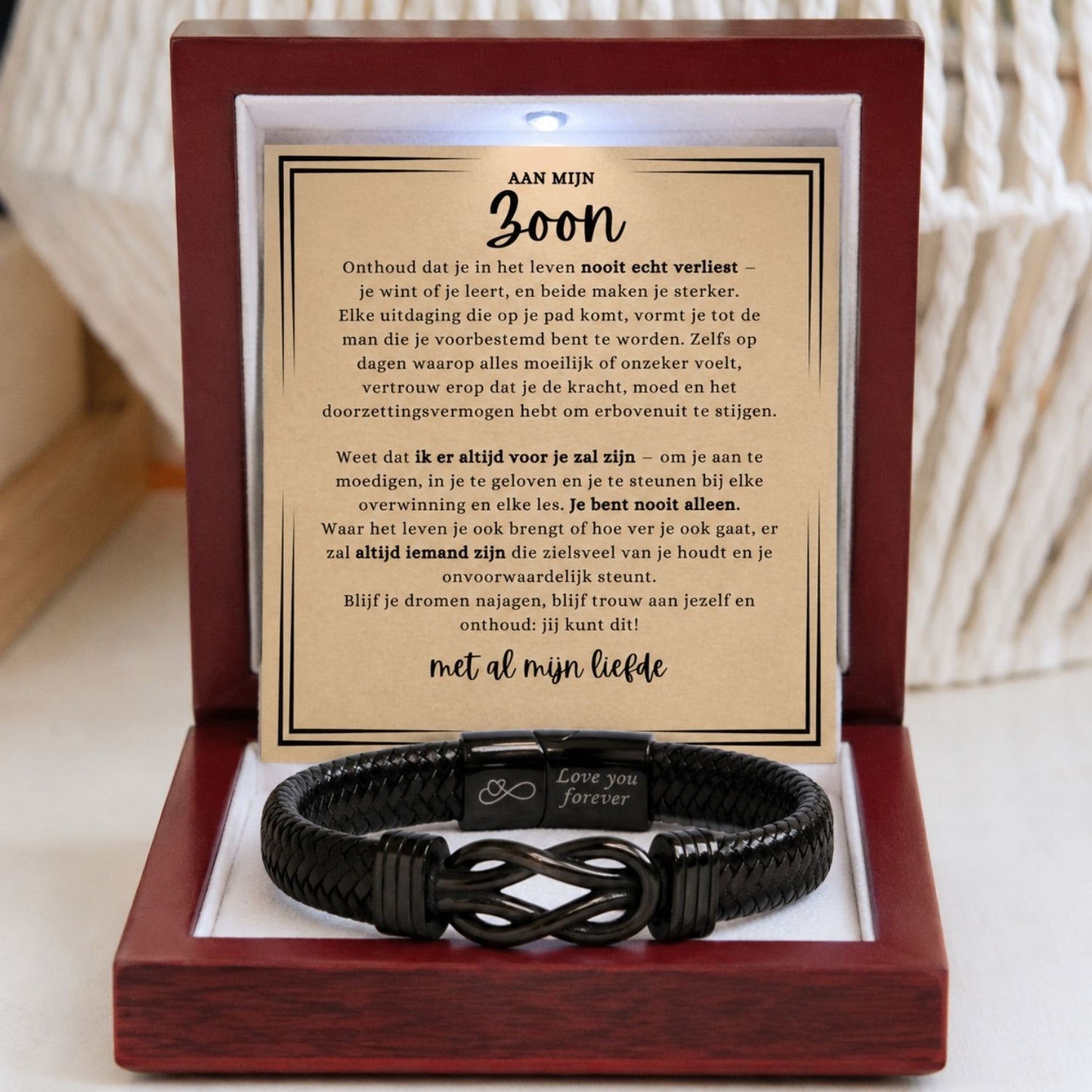 Aan mijn Zoon - infinity armband - Met al mijn liefde