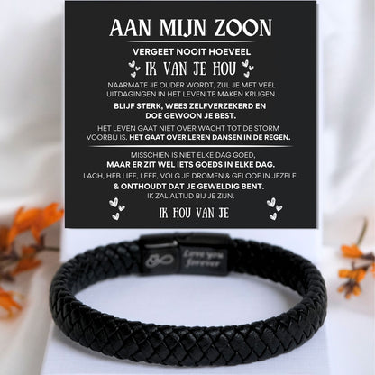 Aan mijn  zoon - Zwarte Gevlochten Armband NEW