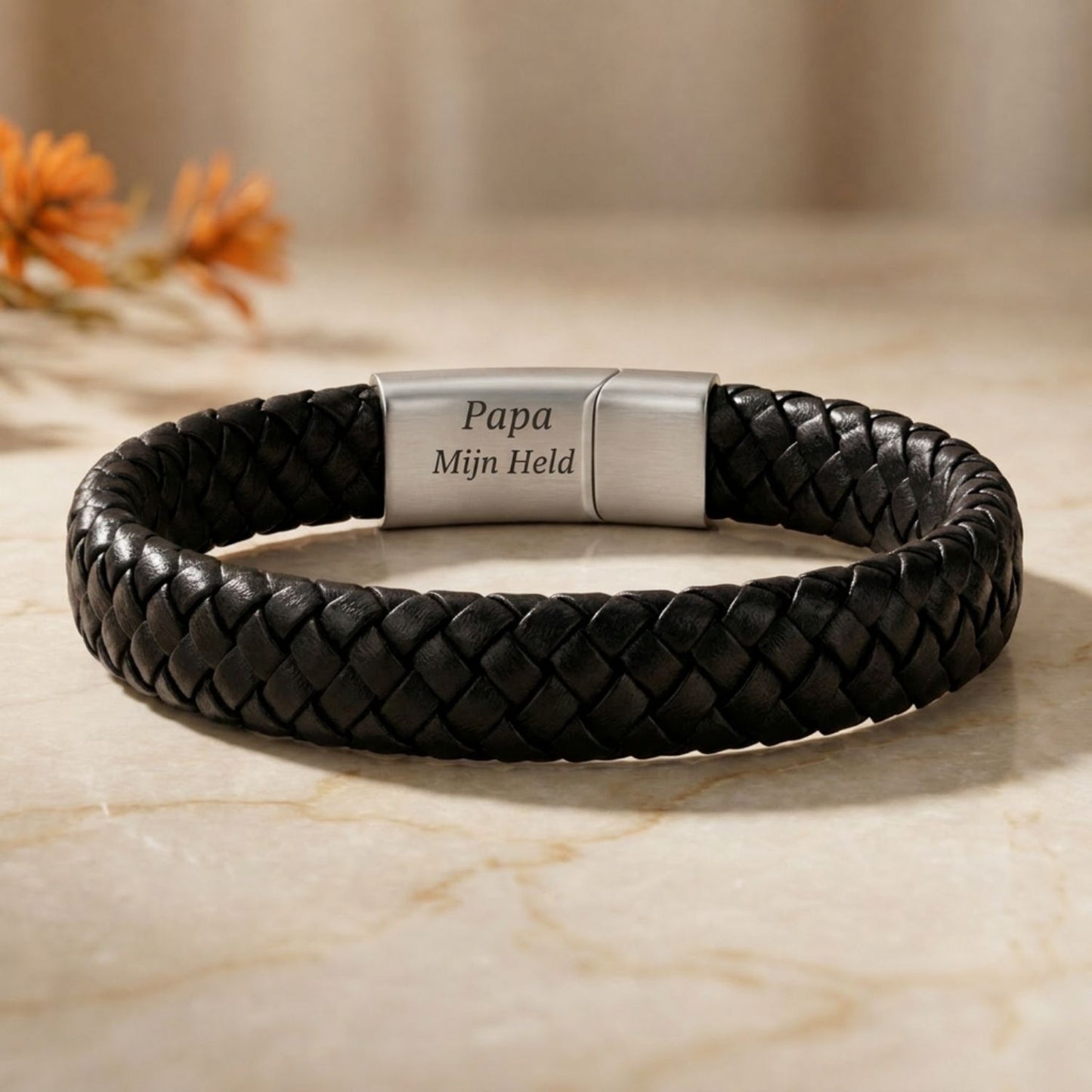 Gevlochten Armband met Gravure - Aan mijn papa