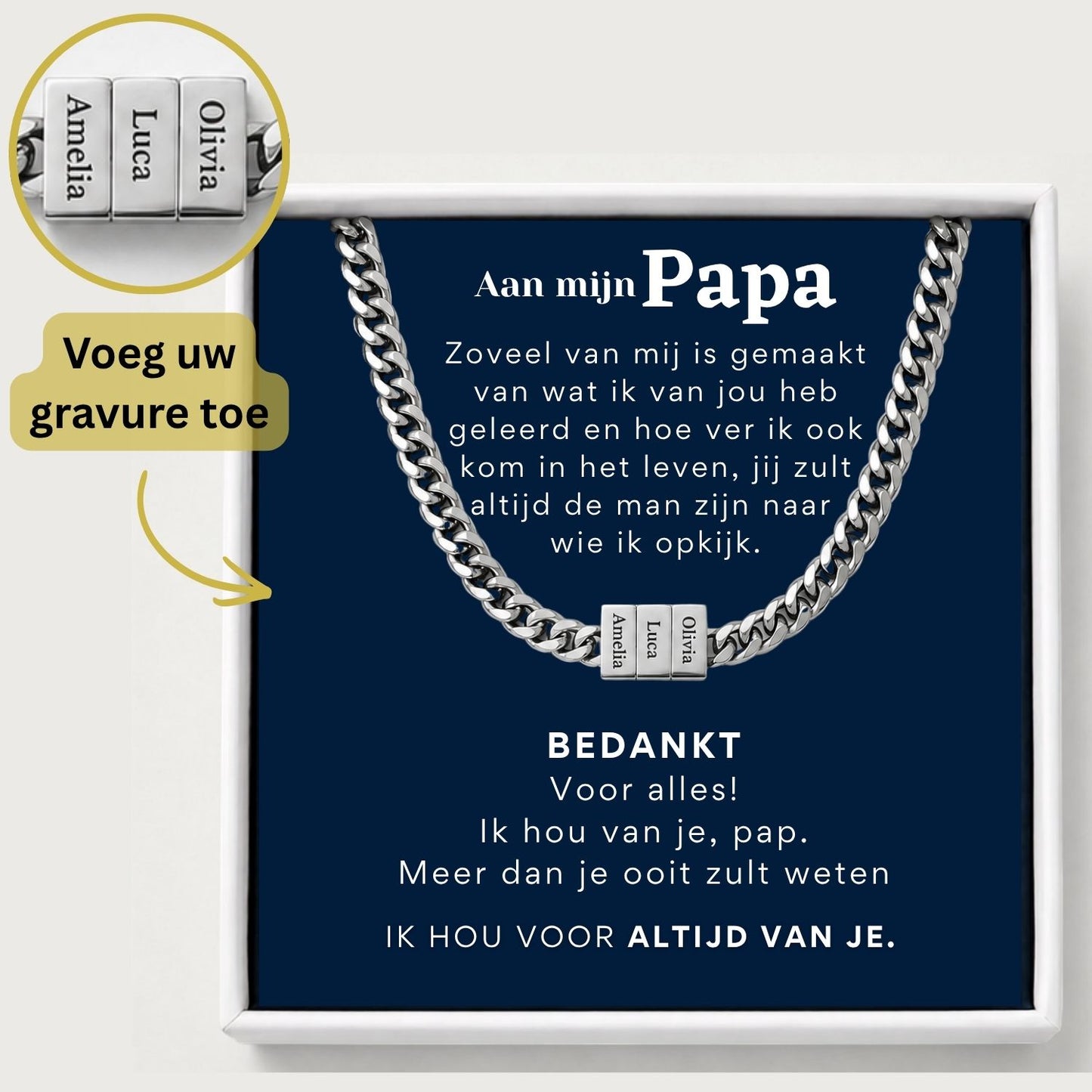 Liefdesverhaal Ketting met Gravure – Voor Papa