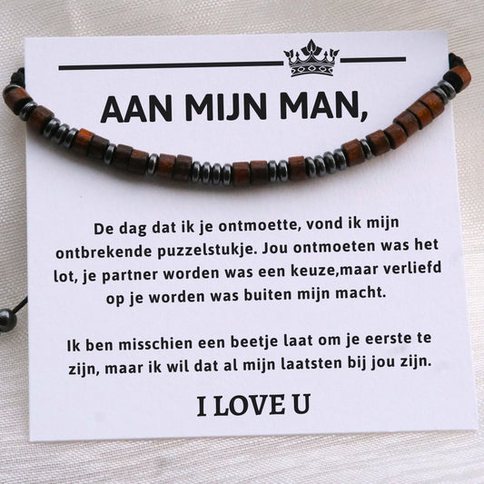 Aan mijn Man - 'I Love You' Morse code armband