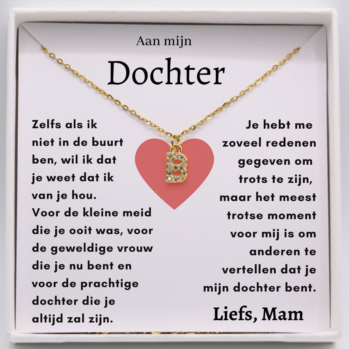 Aan mijn Dochter - Initiaal Halsketting Goud