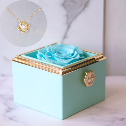 Eeuwige Roos Box - Liefdesknoop Halsketting & Echte Roos