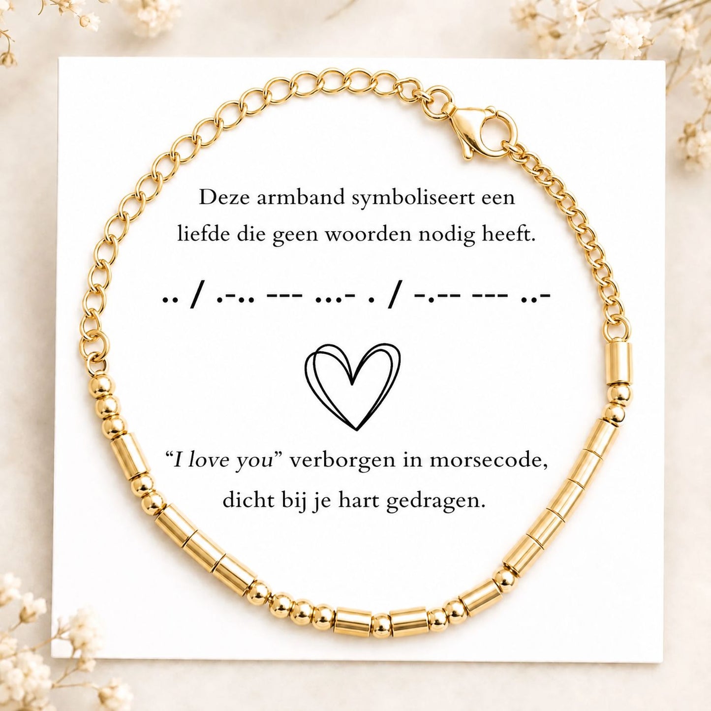 Morse Code Armbanden Set - 2x Goud