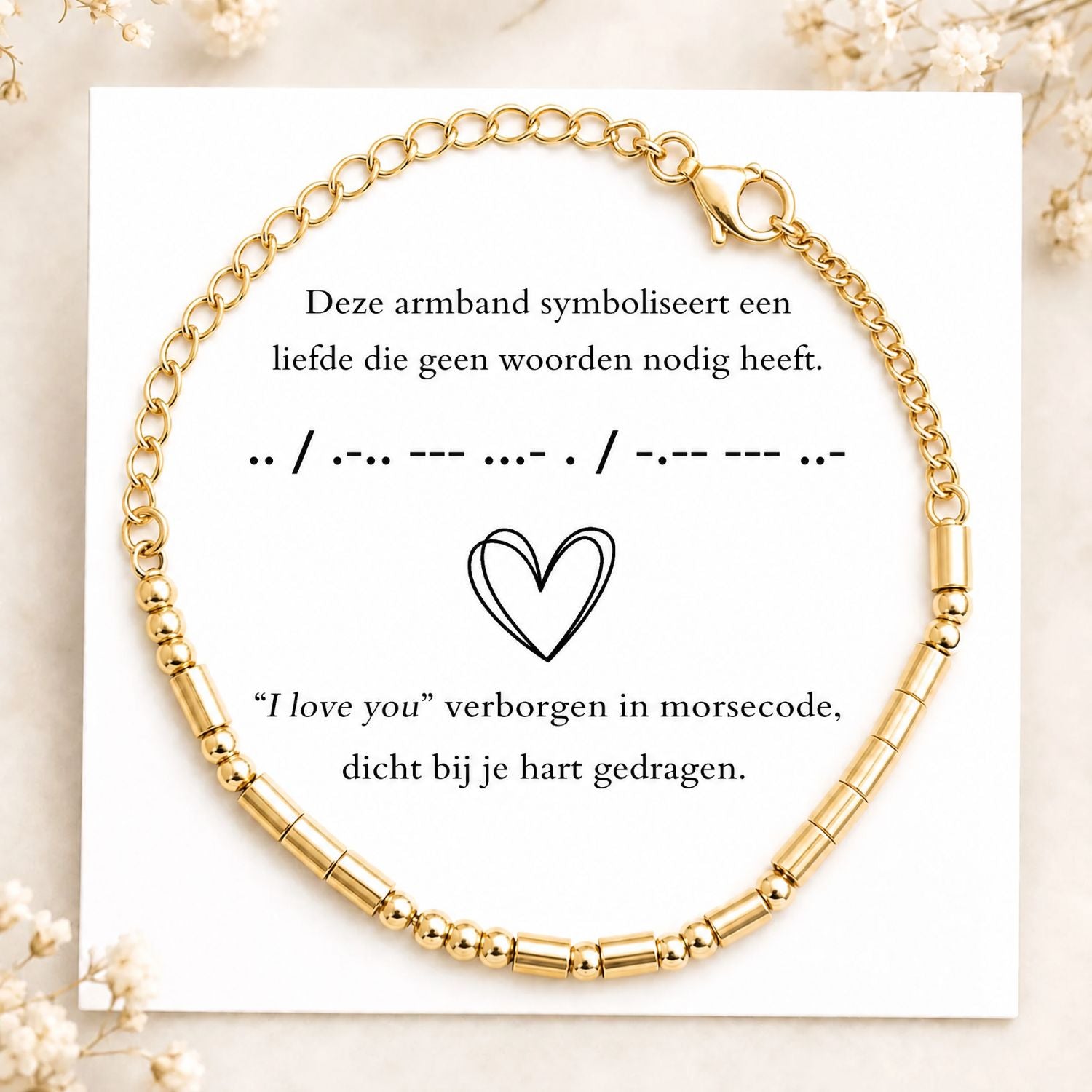 Morse Code Armbanden Set - 2x Goud