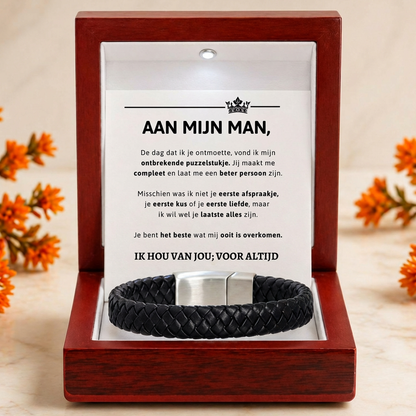 Gevlochten Armband met gravuur - Aan mijn man
