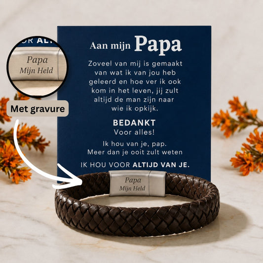 Gevlochten Armband met Gravure - Aan mijn papa