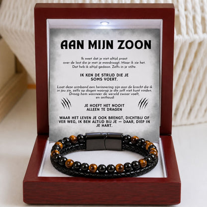 Aan mijn Zoon - Ik ken de strijd die je soms voert - Tijgeroog armband NEW